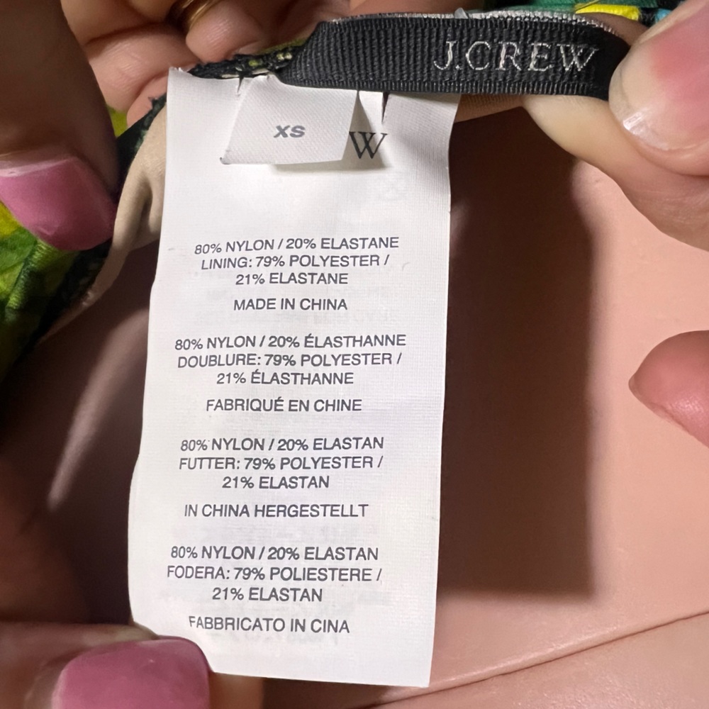 NWT J. CREW Set Jungle Tropical Leaf Green Yellow Mix Bikini 34B XS Set - Picture 10 of 13